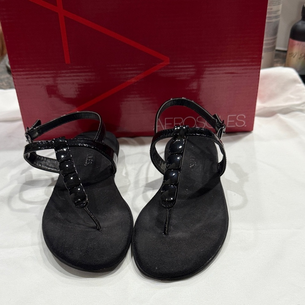 Shop for Charity! AEROSOLES Black Strappy Sandals